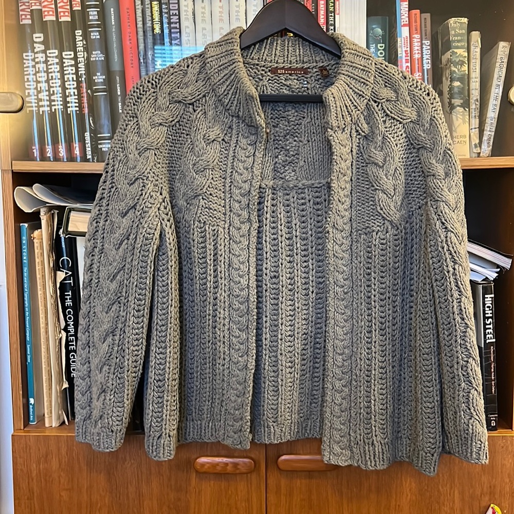 L cotton cable stitch cardigan
